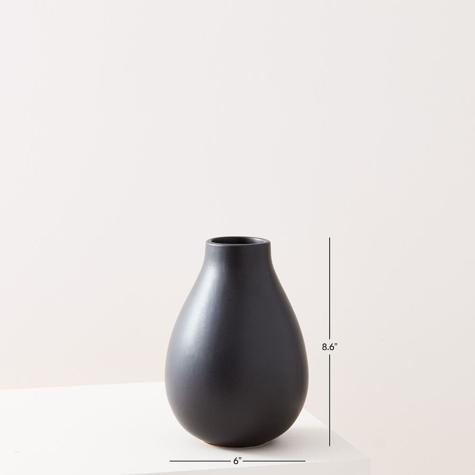 Pure Black Ceramic Vases West Elm Australia